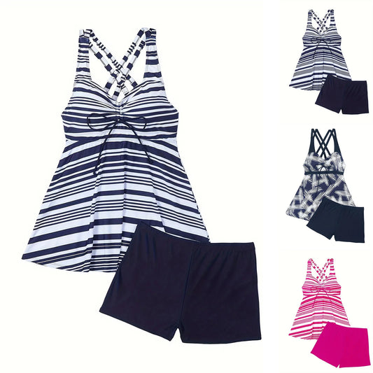 Women Monokini Swimsuit Two Piece Sexy Bikini Set Plus Size Swimwear Tankini Bathing Suit Print Swimdress Beachwear 2026 - Chrissy's Eye