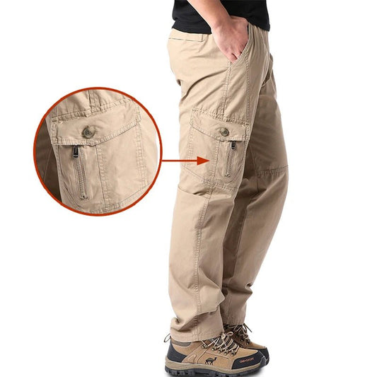 Men's Cotton Casual Pants Casual Elastic Waist Trousers Fitness Sportswear Spring Autumn Outdoor Work Pants Big Size - Chrissy's Eye