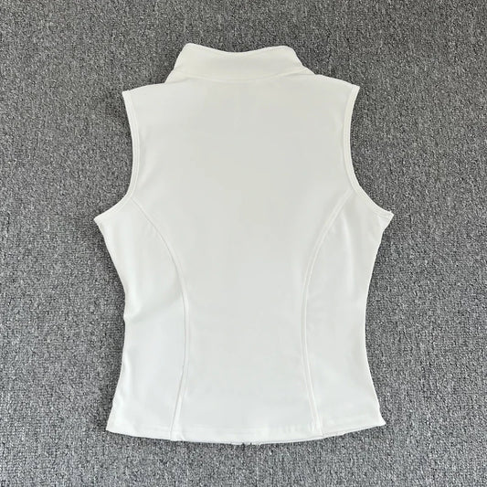 Women's Slim Fit Sport Sleeveless Top Quick Dry Elastic Stand Collar Yoga Fitness Clothing Summer Zipper - Chrissy's Eye