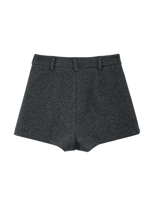 Women's 2025 Winter Thick Wool Blend Shorts - Korean High Waisted Slimming Bodycon 3/4 Booty Shorts - Chrissy's Eye