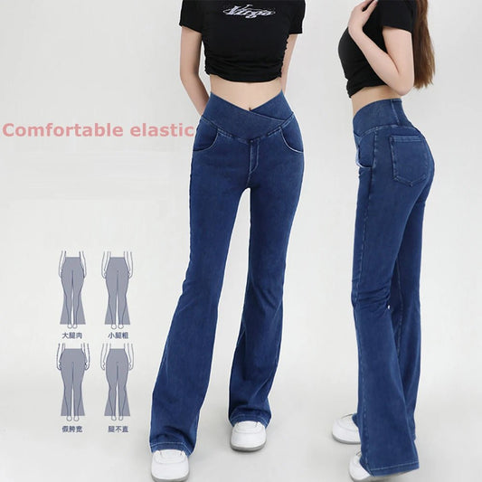 Casual Jeans Womens Activewear Women Bell Bottom Pants High Waist Yoga Flare Leggings 4 Way Stretch Denim Fitness Workout Sports - Chrissy's Eye