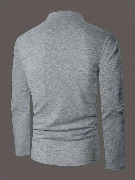 A Stylish Men's Round-Neck Plain Spliced Polo Shirt Suitable for Wearing at Home in Summer, Autumn, and Winter - Chrissy's Eye
