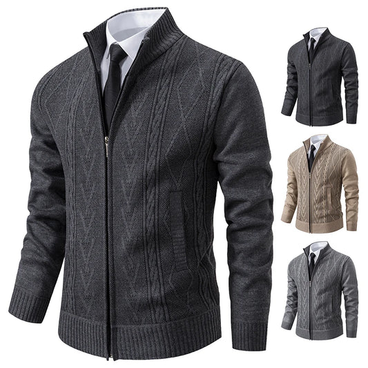 2023 autumn and winter new cashmere padded warm casual men's knitted sweater coat - Chrissy's Eye