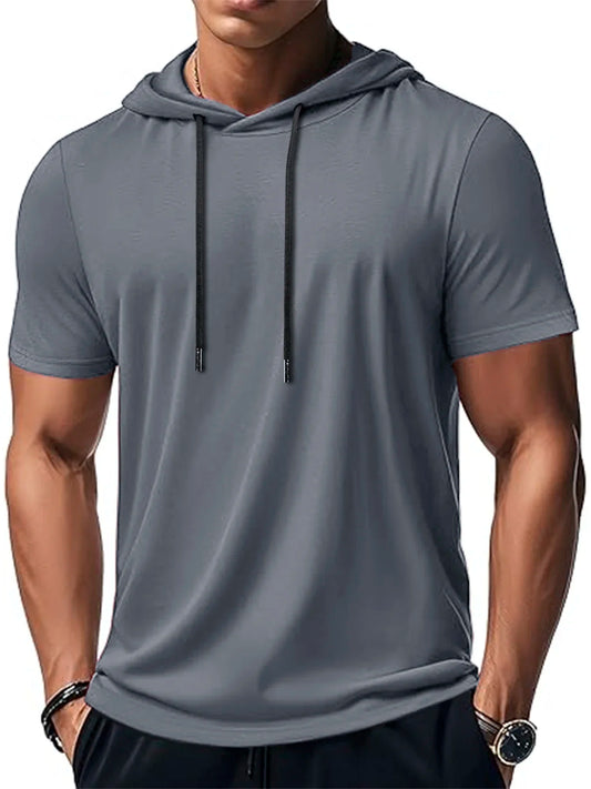 Men's Trendy And Fashionable Thin Style Breathable Loose Outdoor Running Casual Top Sports Short Sleeved T-shirt Hooded Style - Chrissy's Eye