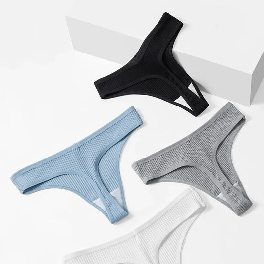 10Pcs/Set Cotton Underwear Women's Sexy Low-Waist Thongs Girls Sports Panties Stretchy T Back Soft Breathable Lingerie - Chrissy's Eye