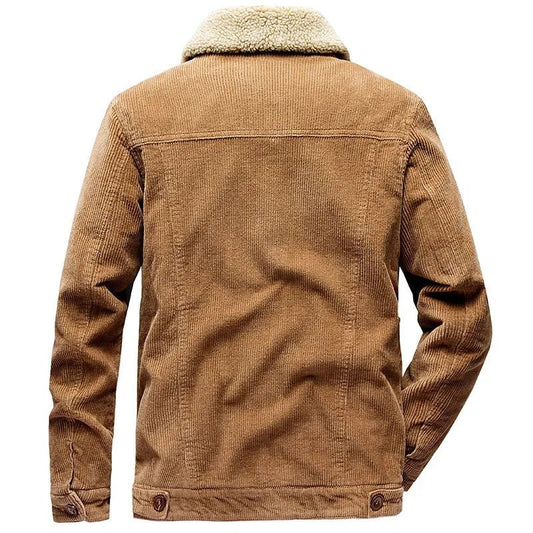 Men's Warm Winter Jacket, Corduroy Solid Color, Cotton - Chrissy's Eye