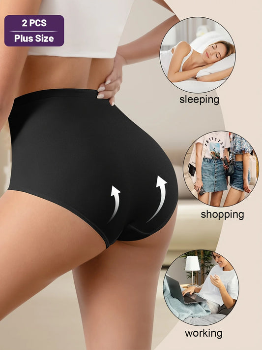 2-Pack Women's High-Waisted Breathable Mesh Underwear - Tummy Control Butt Lifting Seamless Panties with Cross-Back - Chrissy's Eye