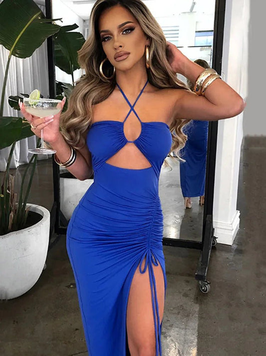 Sleeveless Sexy Female Midi Backless Dresses Slim Night Club Party Women's Dress Bodycon Vestidos Elegantes Para Mujer - Chrissy's Eye