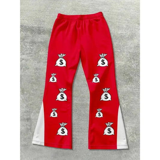 Men's Casual Street Style Trendy Cross Print Fashionable Slightly Flared Black and White Color-Block Design Sweatpants Men Pants - Chrissy's Eye