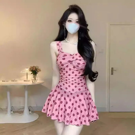 2025 Girls Pure Sensual Cover of Flesh and Small Breasts Gathered Together Body Dress Hot Spring Vacation Swimsuit - Chrissy's Eye