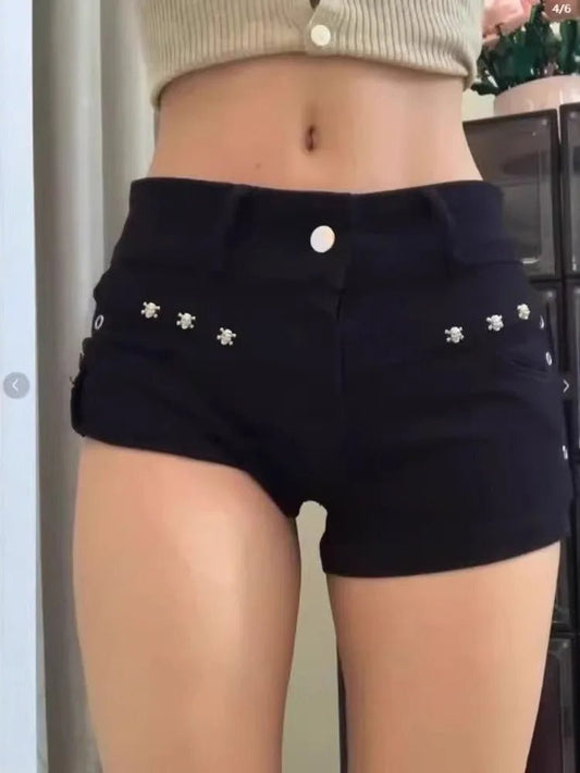 Y2K Denim Shorts Women Skinny Popular Streetwear Daily Personality Students Holiday Fashion Sexy Retro Leisure Gothic Rivet Jean - Chrissy's Eye