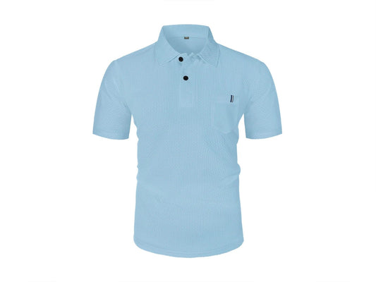 Summer ice silk lapel pocket POLO shirt, men's short-sleeved T-shirt, men's clothing top - Chrissy's Eye