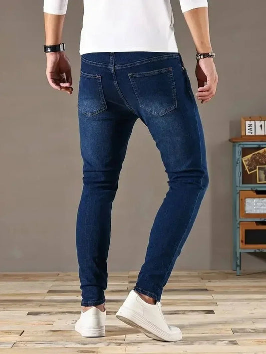 2025 Spring New Mens Slim Fit Classic Skinny Jeans Casual Street Style Casual Mens Skinny Jeans Male Slim Fit Pencil Denim Blue - Chrissy's Eye