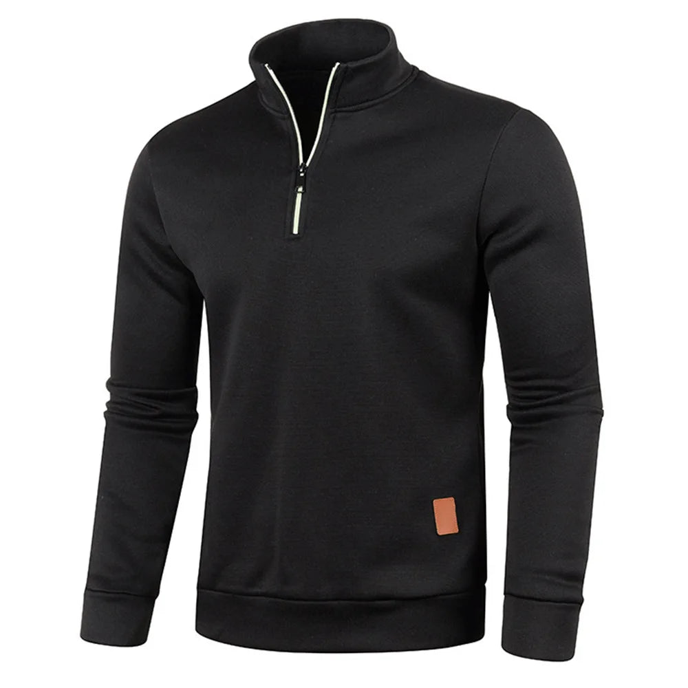 Men Sweatshirts Spring Thicker Pullover Half Zipper Pullover for Male Hoody Outdoor Sweatshir Autumn Solid Color Turtleneck Swea - Chrissy's Eye