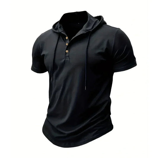 Men's T Shirt Summer Slim Fitness Hooded Short-Sleeved Tees Male Lightweight Hoodie Fitness Breathable Sports Tops - Chrissy's Eye