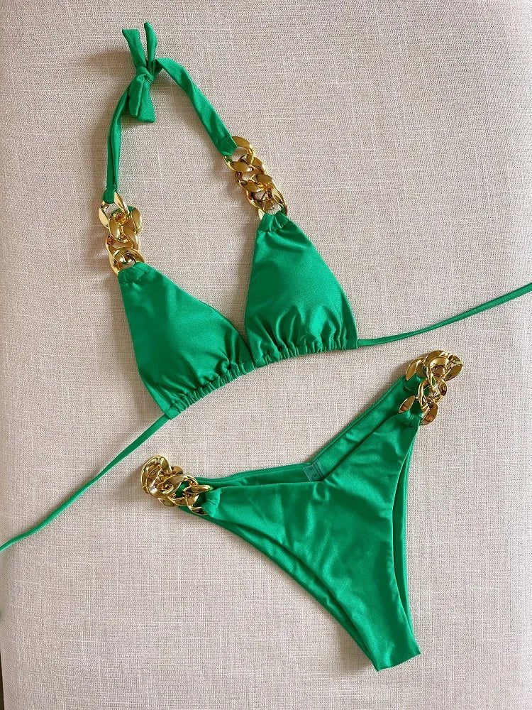 RUOTONGSEPT New Sexy Bikini 2023 Triangle Bathing Suit for Women Brazilian Bikini Set 2-piece Halter Swimwear Push Up Swimsuit - Chrissy's Eye