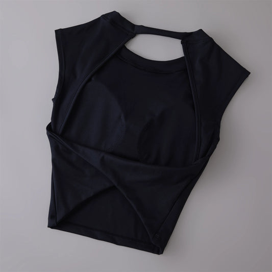 Yoga Short Sleeved Women's Fixed Chest Pad Sexy Backless Short Sports T-Shirt Sexy Yoga Tops Waist Slimming Fitness Vest - Chrissy's Eye