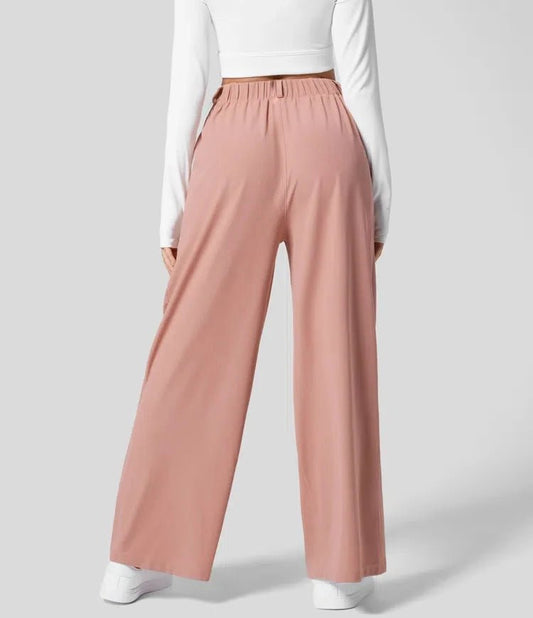 Women's trousers plaid slimming wide-leg pants with pockets high-waisted women's casual slimming wide-leg pants - Chrissy's Eye
