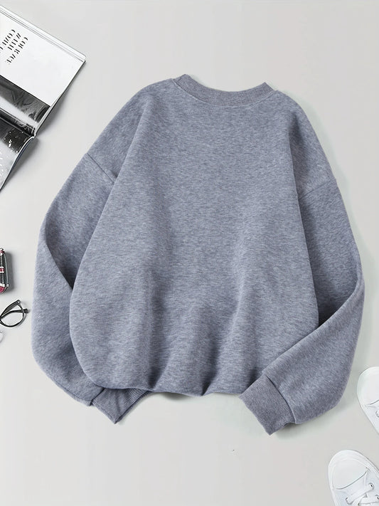 Women's Lettered Fleece-Lined Crewneck Sweatshirt - Chrissy's Eye