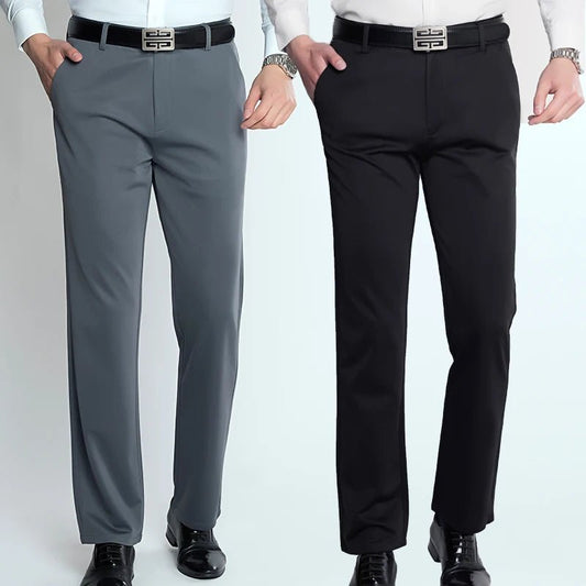 29-42 Men's Summer Thin Fashion Business Casual Suit Pants Long Pants Men's Elastic Straight Sleeve Formal Pants Plus Size 28-40 - Chrissy's Eye
