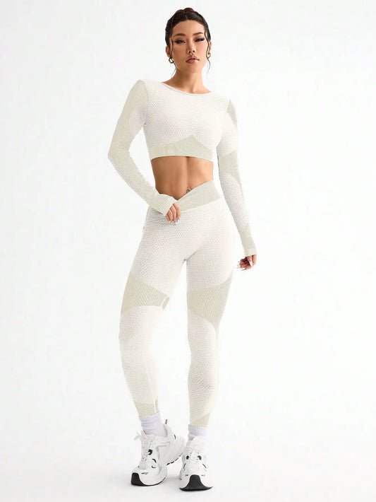2pcs Hot-selling New Sports Tight Running Breathable Seamless Yoga Suit Women's Outdoor Fitness Suit Women's - Chrissy's Eye