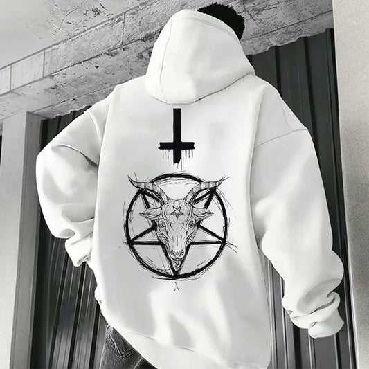 666 Symbol Male Autumn Winter Pullover Casual Top Tracksuit Demonic Print Men's Hoodies 2025 Streetwear Gothic Satan Sweatshirt - Chrissy's Eye