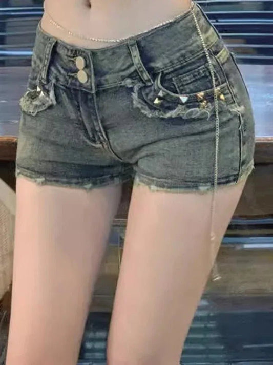Women's Nostalgic blue retro-style jean shorts, new style hot pants - Chrissy's Eye