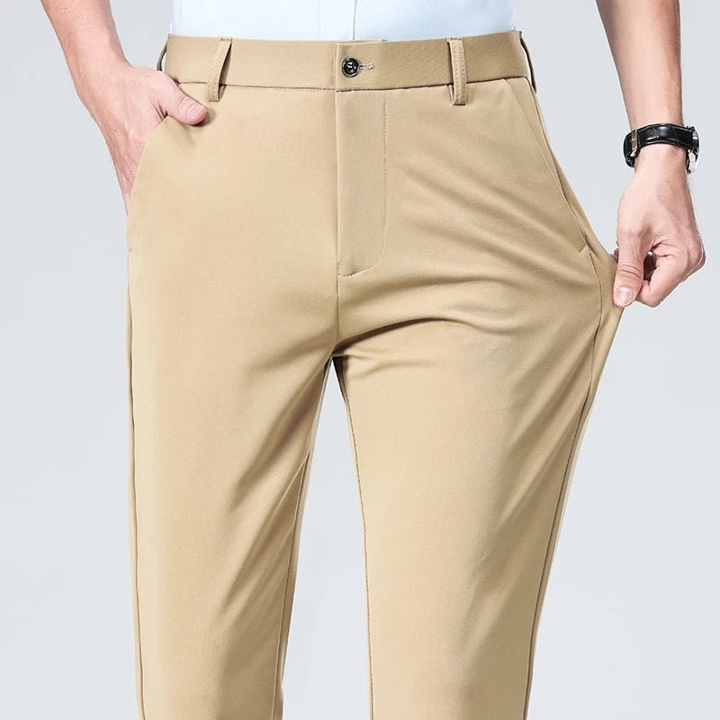 Spring Summer Thin Trousers Men Formal Dress Suit Pants Work Pants Quality Business Casual Pants Black Wine Red Long Pants - Chrissy's Eye