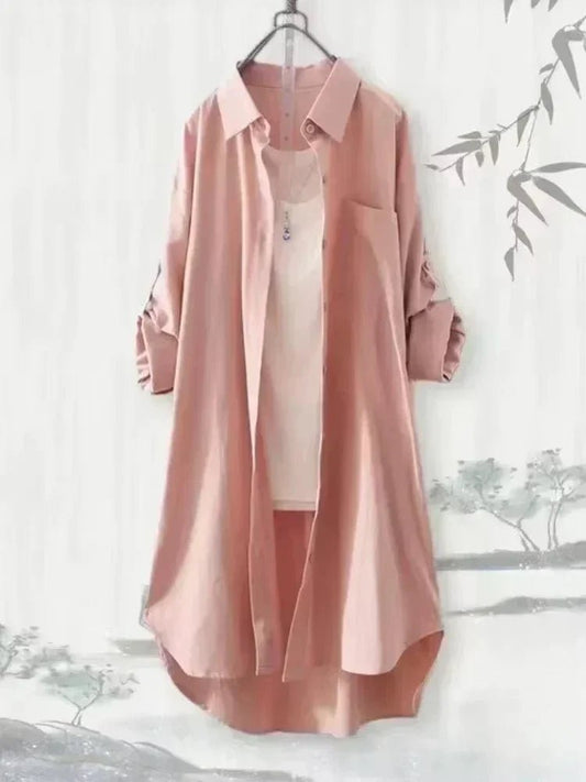 Plus Size Women Breathable Blouse Korean Shirt New Popular Loose Casual Fashion Simple Solid Female Long Sleeved Top Of Clothing - Chrissy's Eye