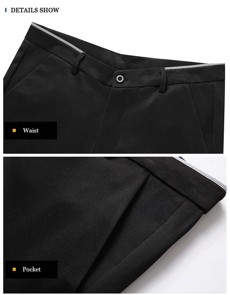 Spring Autumn Mens Business Suit Pants Male Summer Thin Formal Solid Long Dress Straight Baggy Office Trousers Drop Shipping - Chrissy's Eye