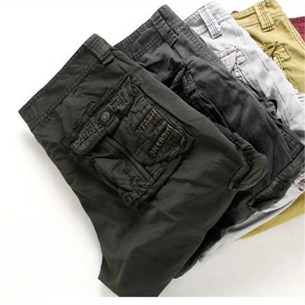 New Summer Casual Shorts Mens Straight Solid Sports Shorts Men Joggers Cargo Shorts Fashion Cotton Knee Length Sweatpants Man - Chrissy's Eye