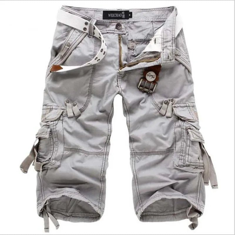 New Summer Casual Shorts Mens Straight Solid Sports Shorts Men Joggers Cargo Shorts Fashion Cotton Knee Length Sweatpants Man - Chrissy's Eye