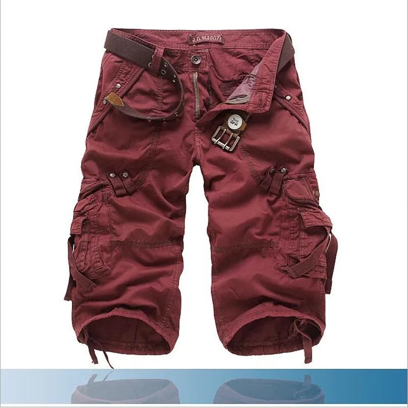 New Summer Casual Shorts Mens Straight Solid Sports Shorts Men Joggers Cargo Shorts Fashion Cotton Knee Length Sweatpants Man - Chrissy's Eye