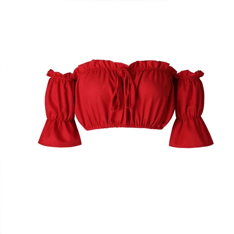 women's summer lantern sleeve sexy strapless croptop - Chrissy's Eye