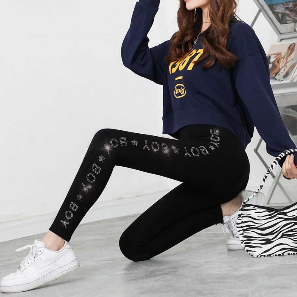 Bright Drill Glitter Leggings High Waist Super Elastic Diamonds Glitter Pants Thicken Harem Pants Leisure Glitter Pant Office - Chrissy's Eye