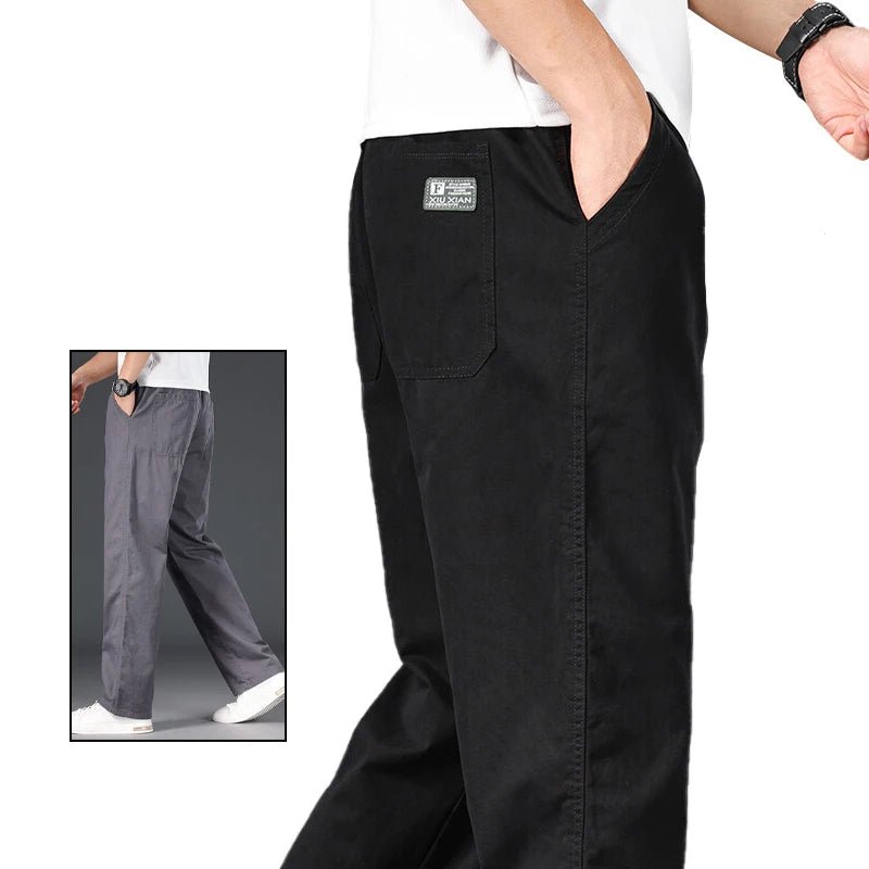 Big Size Mens Casual Pants Relaxed Fit Cotton Trousers Elastic Waist Drawstring Sweatpants Mens Jogger Pants Summer Spring - Chrissy's Eye