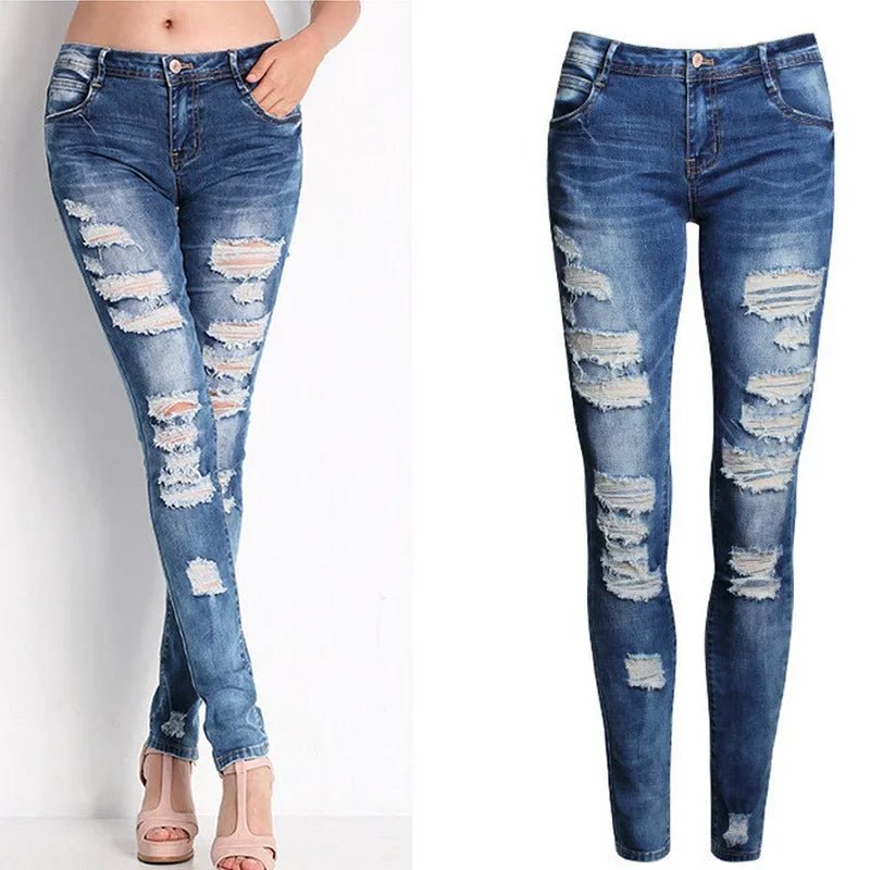 HOLE Denim Women's High Waist Ripped Jeans Skinny-Jeans - Chrissy's Eye