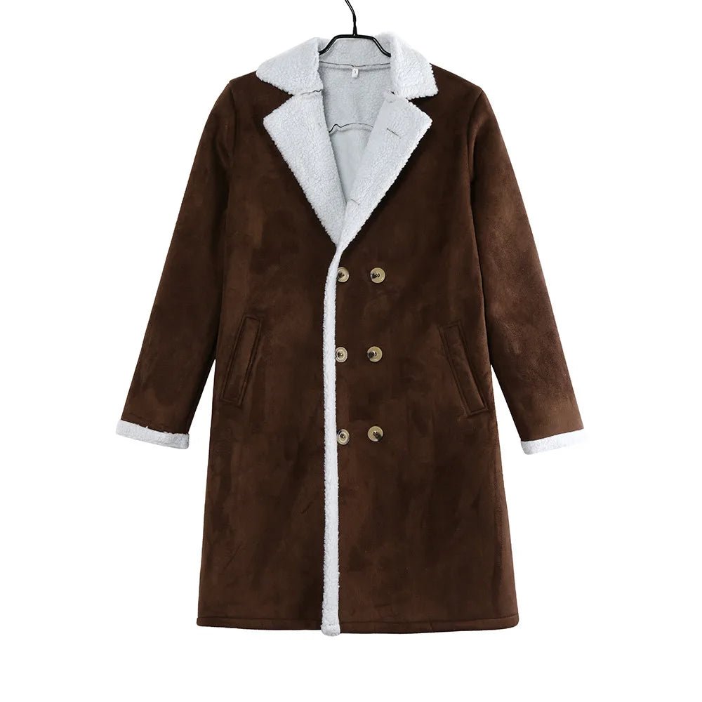 Winter Faux Fur Jacket Plus Size Men Jackets Contrast Colors Turn-Down Collar Thicken Lambswool Suede Jacket Long Parka Coat - Chrissy's Eye