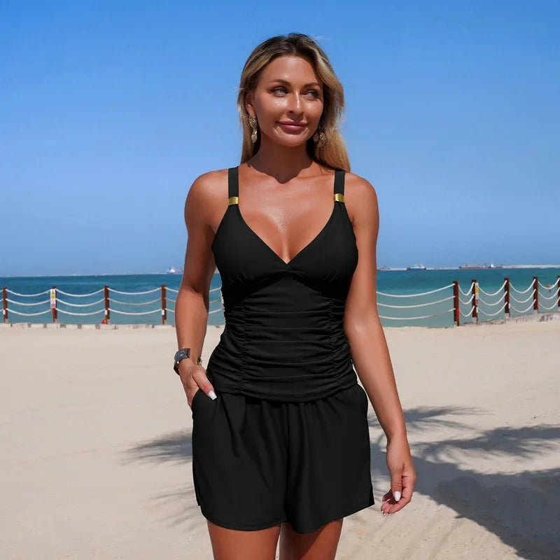 Single Piece Trendy Fashionable Windband Pocket Tankini Swimsuit Hot Spring Vacation Women's Swimsuit - Chrissy's Eye