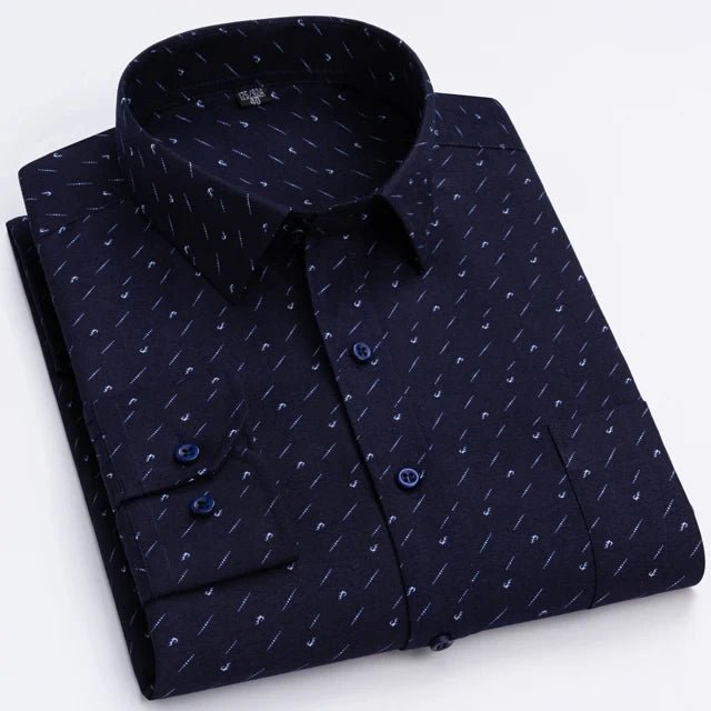 Men's Long Sleeve Shirt High-quality Fashion Casual Print Plaid Stripe Single Pocket - Chrissy's Eye