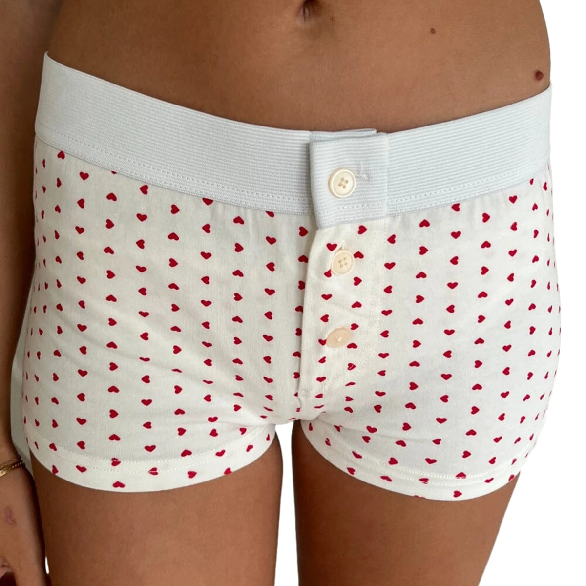 Combhasaki Womens Loungewear Shorts Y2K Vintage Elastic Low Waist Button Closure Graphic Printed Aesthetic Slim Fit Bottoms - Chrissy's Eye