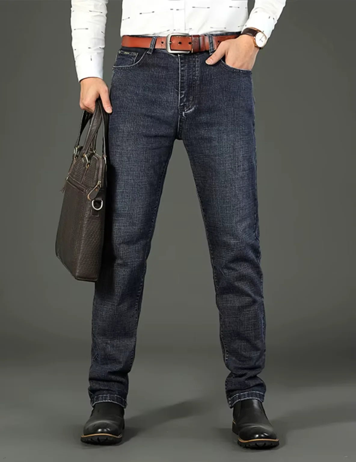 2026 New Style Business Men's Jeans Casual Straight Stretch Fashion Classic Blue Black Work Pant Denim Trousers Male Clothing - Chrissy's Eye