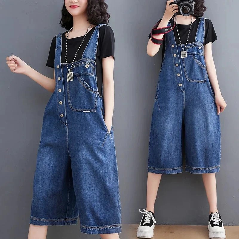 Women's Denim Pants 2025 Spring Summer Solid Color Korean Version Ladies Backstraps Pants Fashion Appear Thin Lady Trousers - Chrissy's Eye