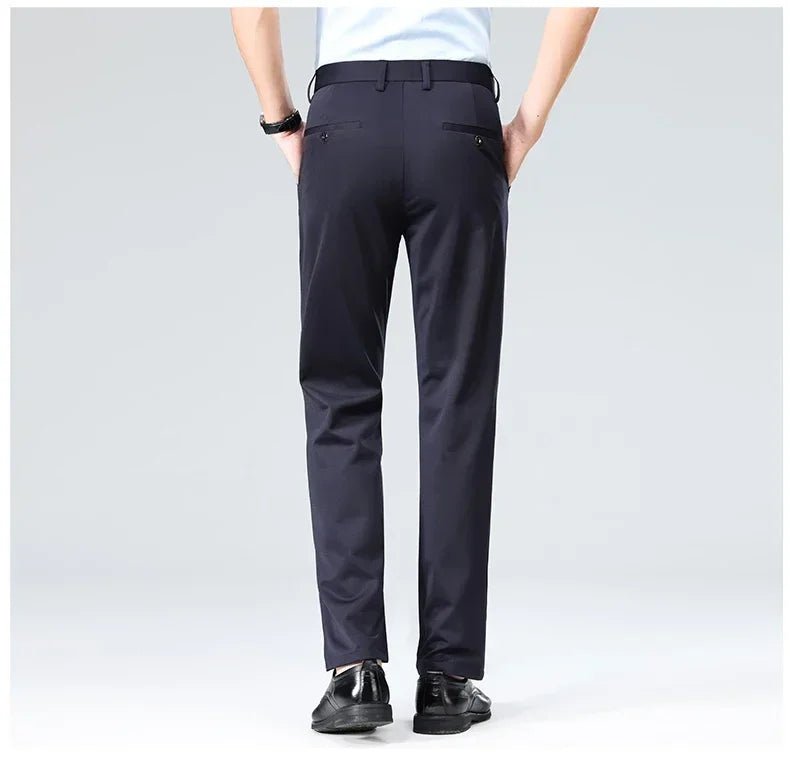 Spring Summer Thin Trousers Men Formal Dress Suit Pants Work Pants Quality Business Casual Pants Black Wine Red Long Pants - Chrissy's Eye