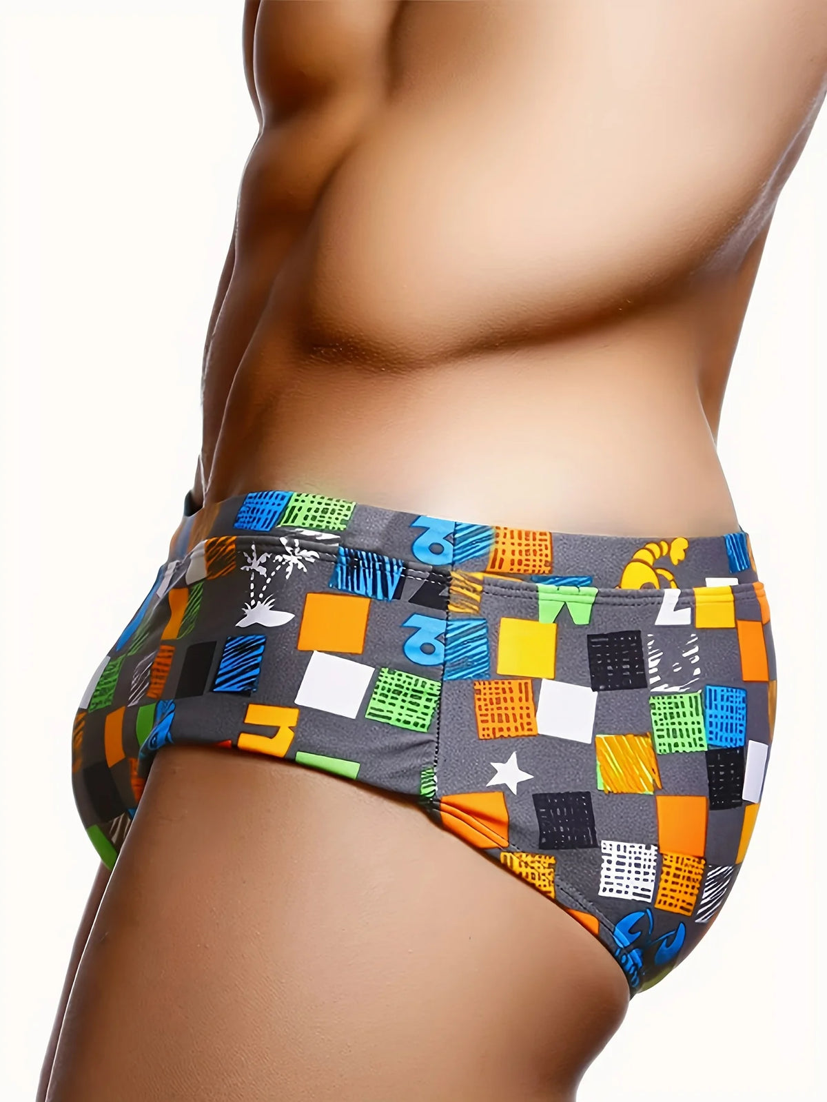 Men's Patterned Quick-Dry High-Elastic Drawstring Brief Swim Trunks, Beach Swimming & Surfing Shorts - Chrissy's Eye