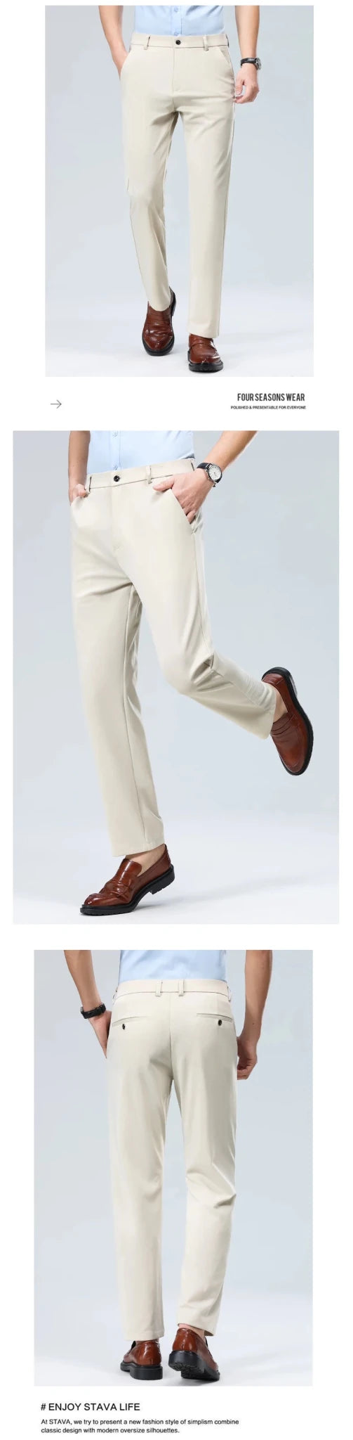 29-42 Men's Summer Pants Thin Straight Stretch Casual Pants with No Trace No Ironing Fabric Silky and Cool Feeling - Chrissy's Eye