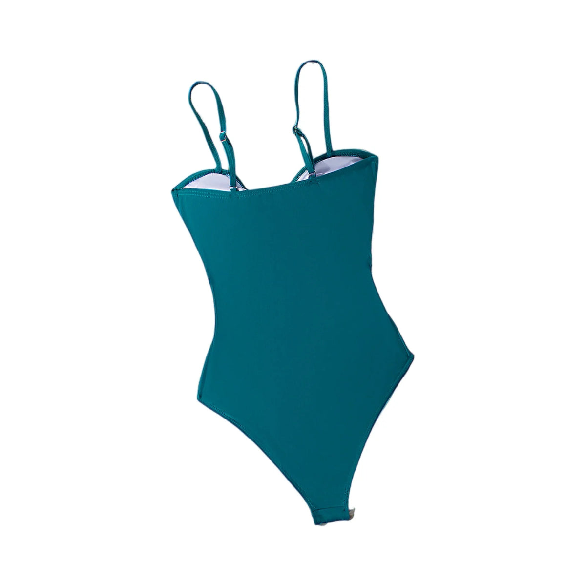 Sexy Cutout Swimsuit Solid Color Summer Spaghetti Strap Color Block Ring Detail One Piece Beach High Cut Bathing Suit - Chrissy's Eye