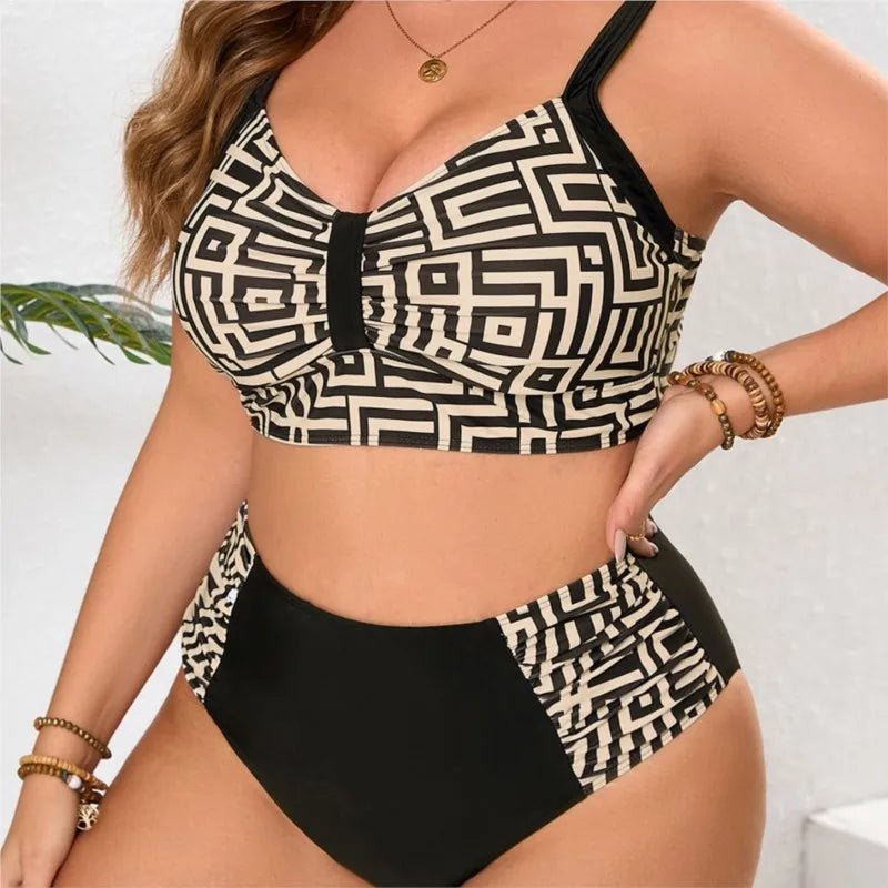 Plus Size High Waist Bikini Women's Push Up Large Size Swimsuit 2025 Summer Mujer Big Size Tummy Control Swimwear Bikini Sets - Chrissy's Eye