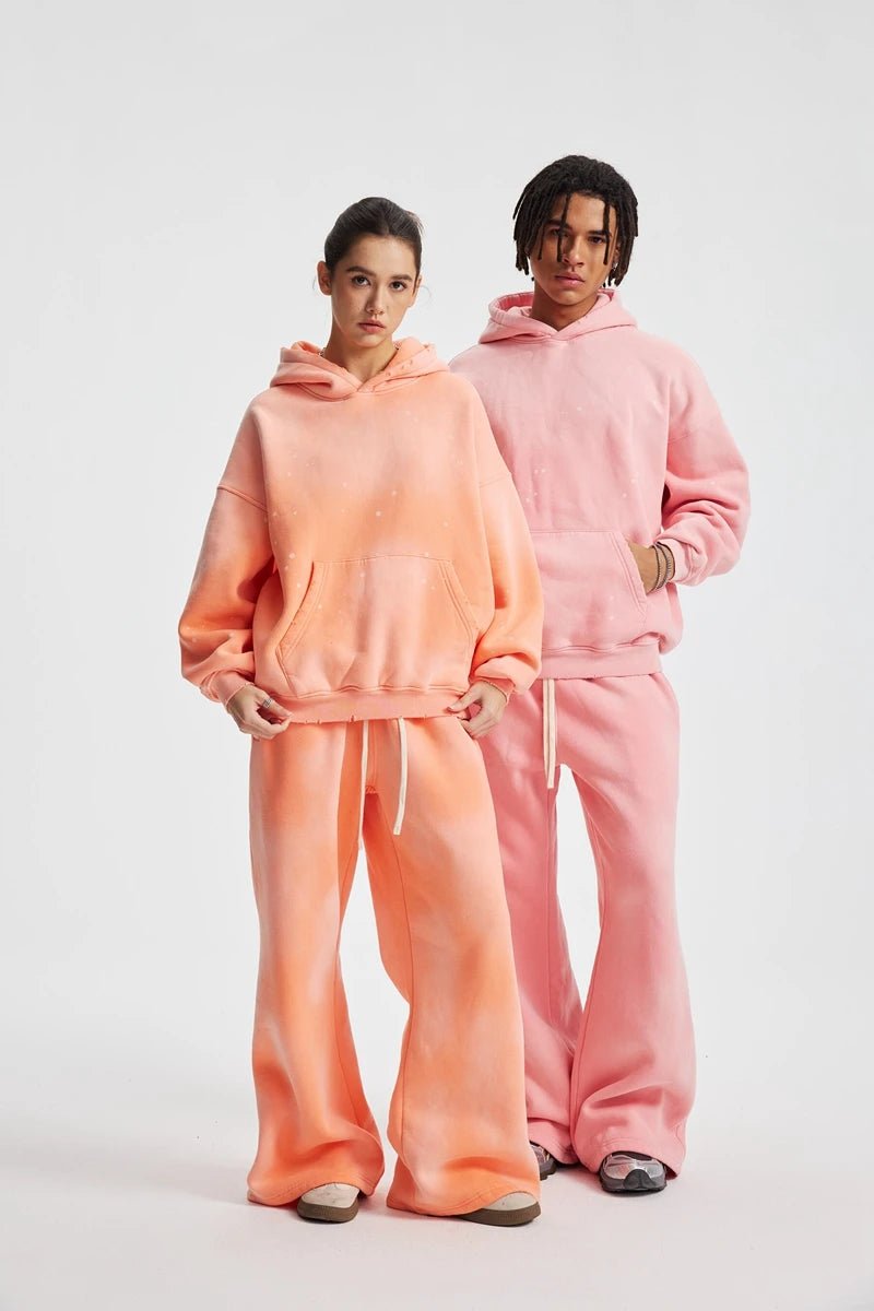 2025 Winter New Fleece Sweatpants Men Splashing Ink Spray Dyeing Wash Distressed Wide Joggers Grinding Edges Baggy Plush Pants - Chrissy's Eye
