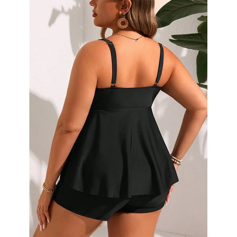 Plus Size Tankini Swimsuits For Women Swimwear Two Piece Swim Top Tummy Control Bathing Suits - Chrissy's Eye